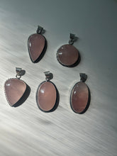Load image into Gallery viewer, Rose Quartz 925 sterling silver pendants in various shapes