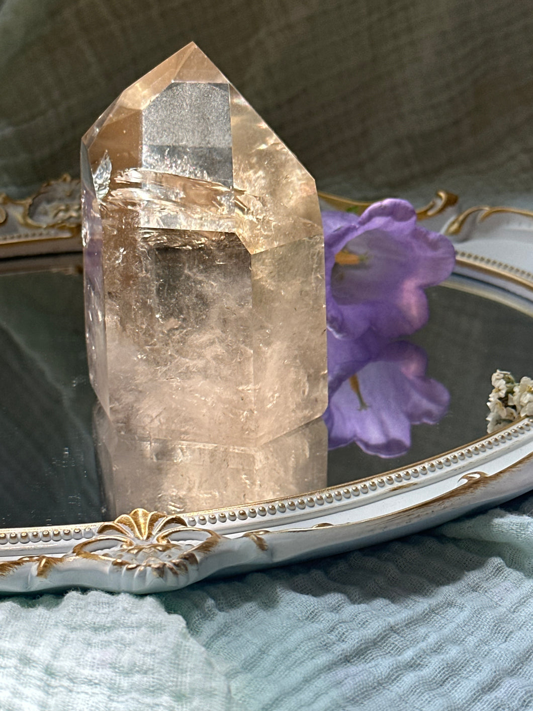 Citrine statement piece with rainbows